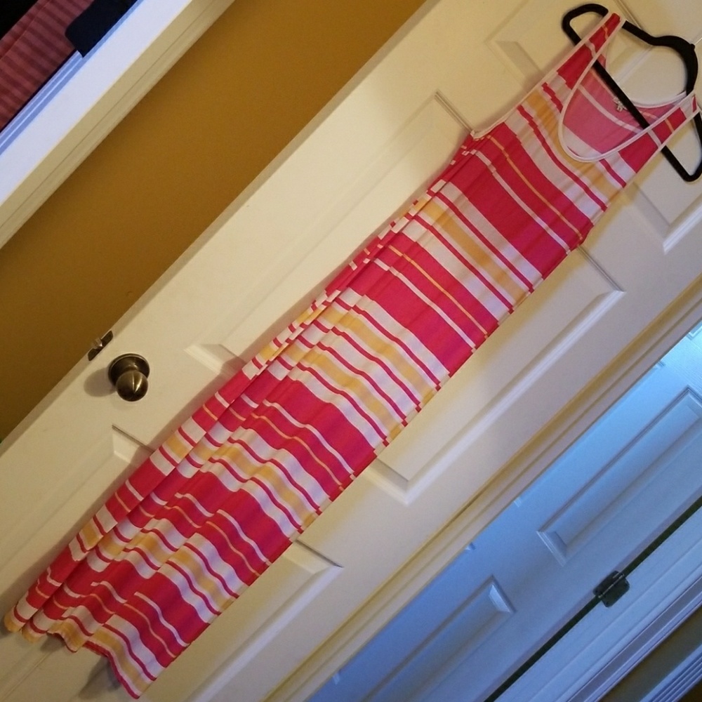 Pink and orange striped dress